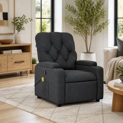 Practical Grey Fabric Recliner with Vibrating Massage
