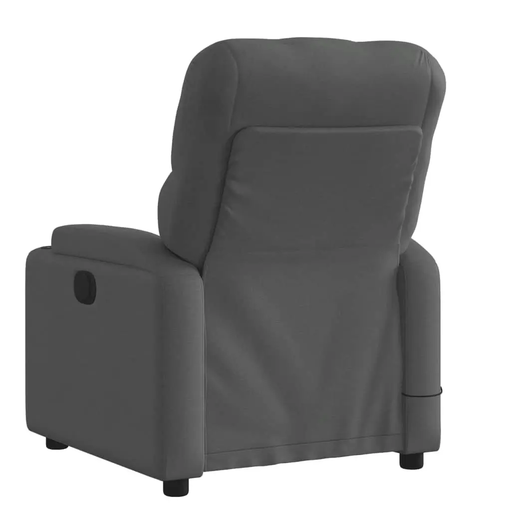 Reclining Chair Fabric Grey Manual Armchair Vibration Massage Points 135 Degrees Tilt