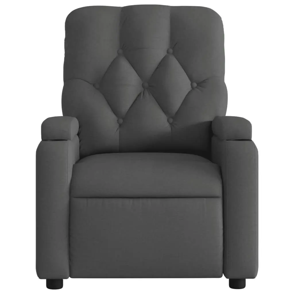 Reclining Chair Fabric Grey Manual Armchair Vibration Massage Points 135 Degrees Tilt