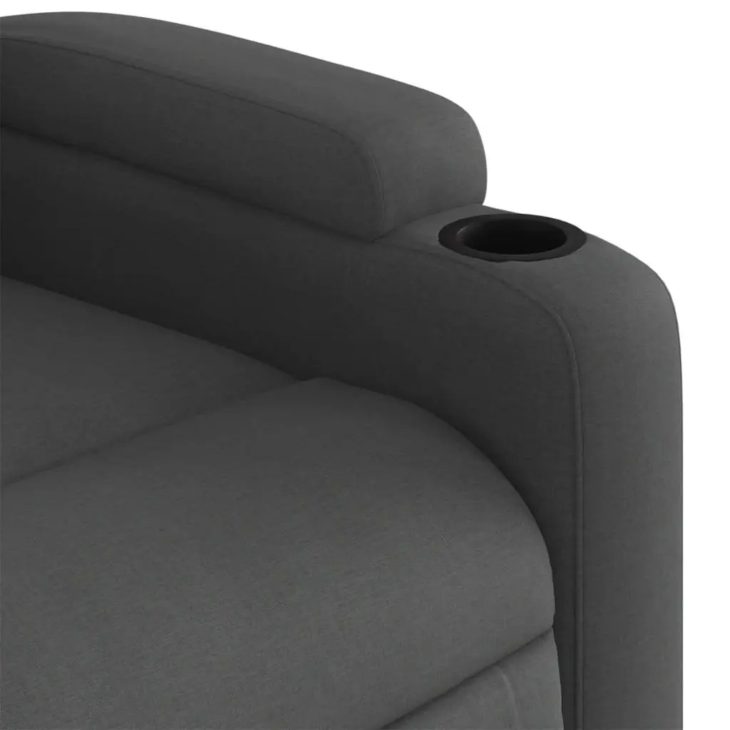 Reclining Chair Fabric Grey Manual Armchair Vibration Massage Points 135 Degrees Tilt