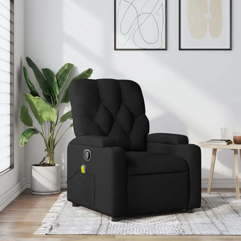 Recliner Massage Chair Fabric Black Manual Vibration Adjustable Armchair