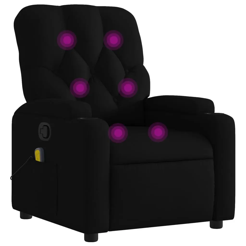 Recliner Massage Chair Fabric Black Manual Vibration Adjustable Armchair