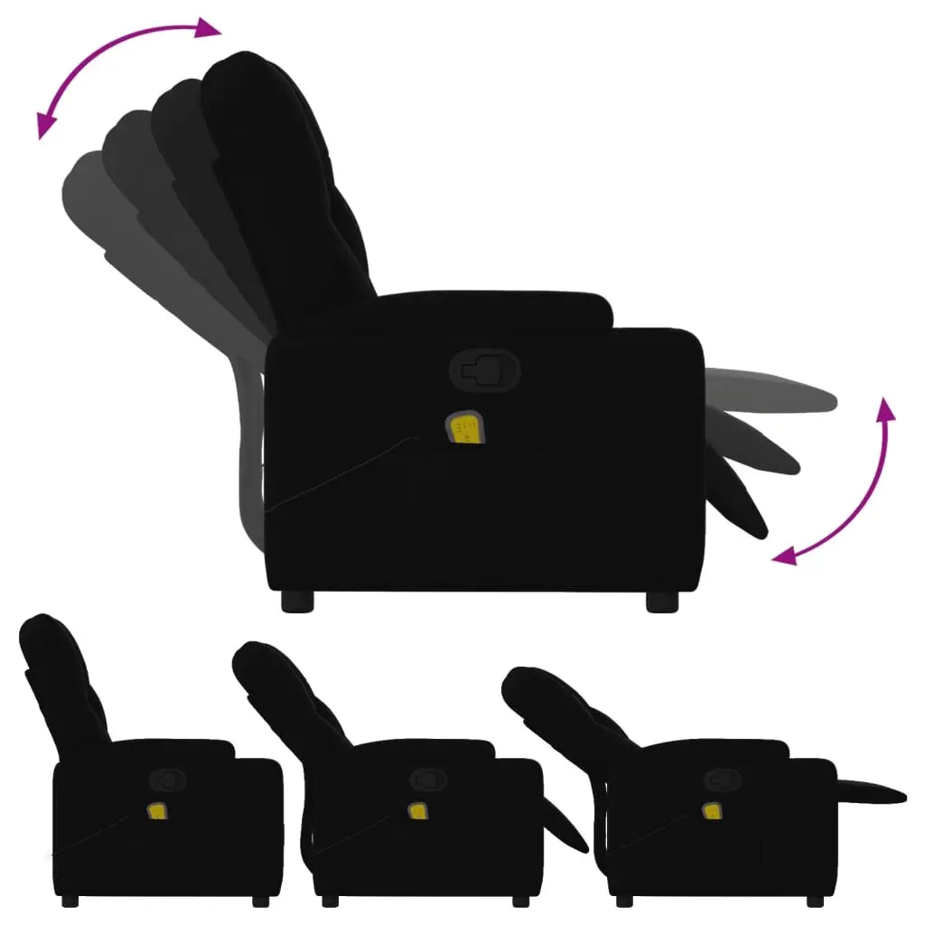 Recliner Massage Chair Fabric Black Manual Vibration Adjustable Armchair