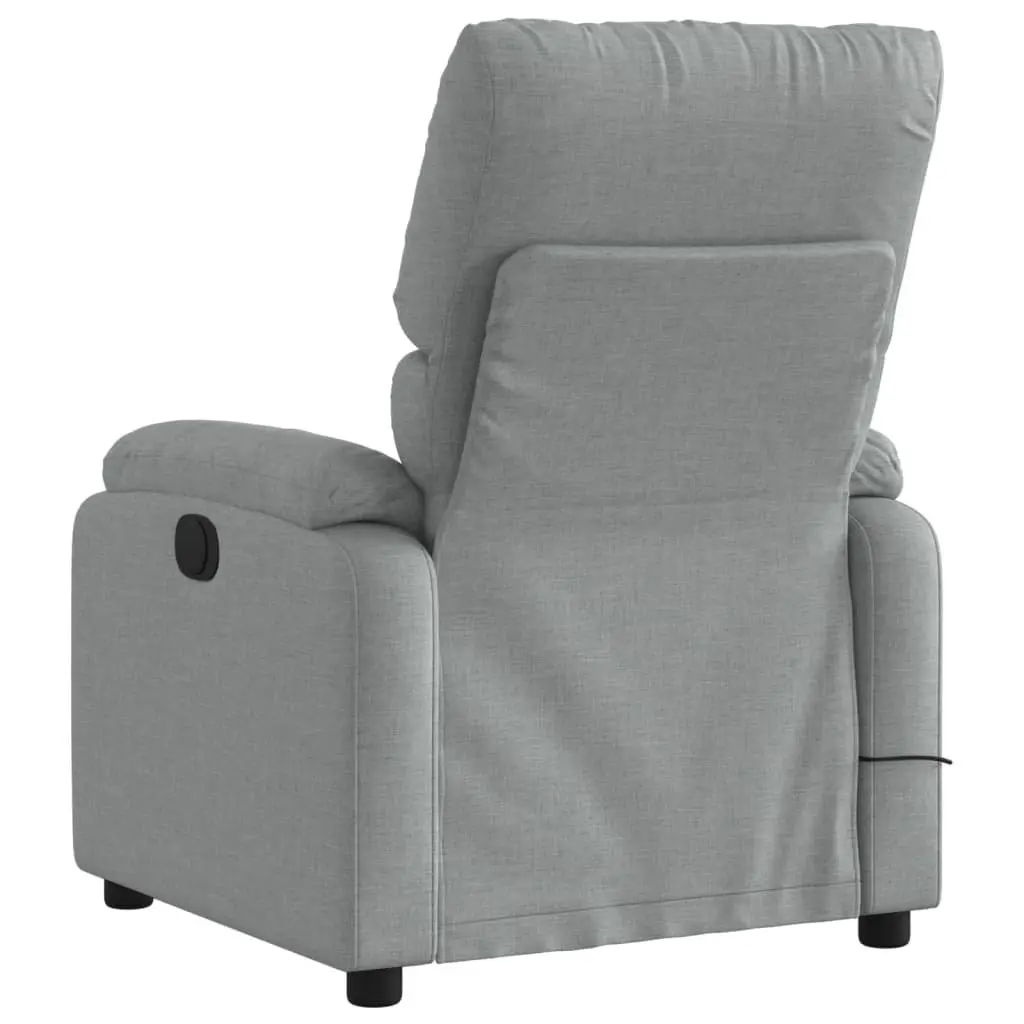 Massage Recliner Chair Grey Fabric Manual Recline 135 Degrees Vibration Relaxation