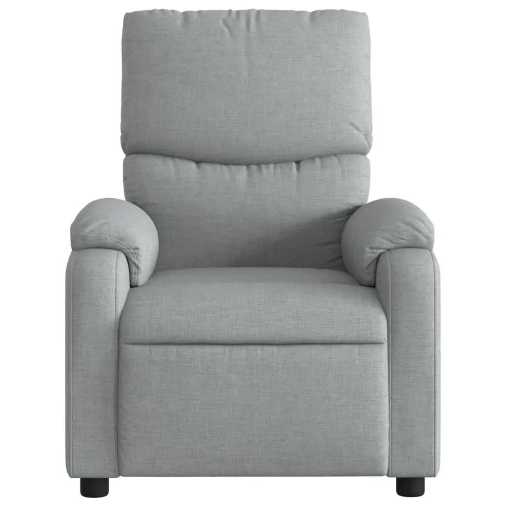 Massage Recliner Chair Grey Fabric Manual Recline 135 Degrees Vibration Relaxation