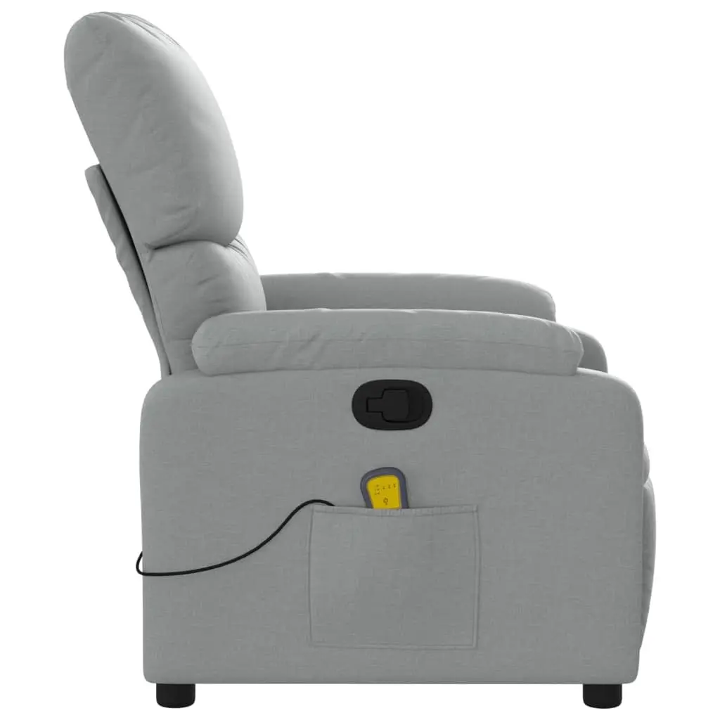 Massage Recliner Chair Grey Fabric Manual Recline 135 Degrees Vibration Relaxation