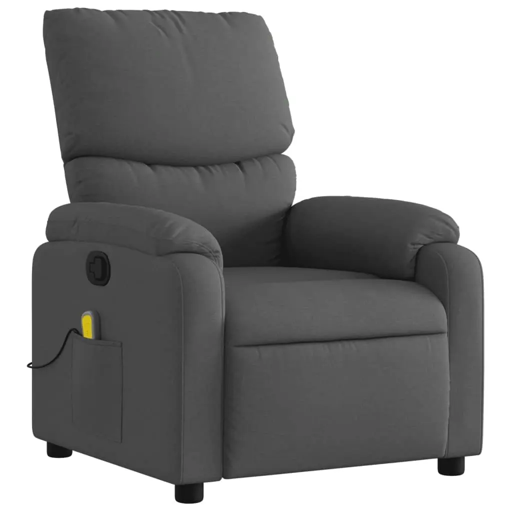 Recliner Chair Fabric Grey Manual Vibration Massage Armchair Lounge