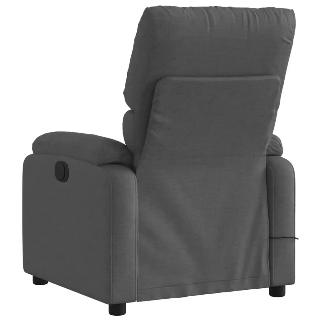 Recliner Chair Fabric Grey Manual Vibration Massage Armchair Lounge