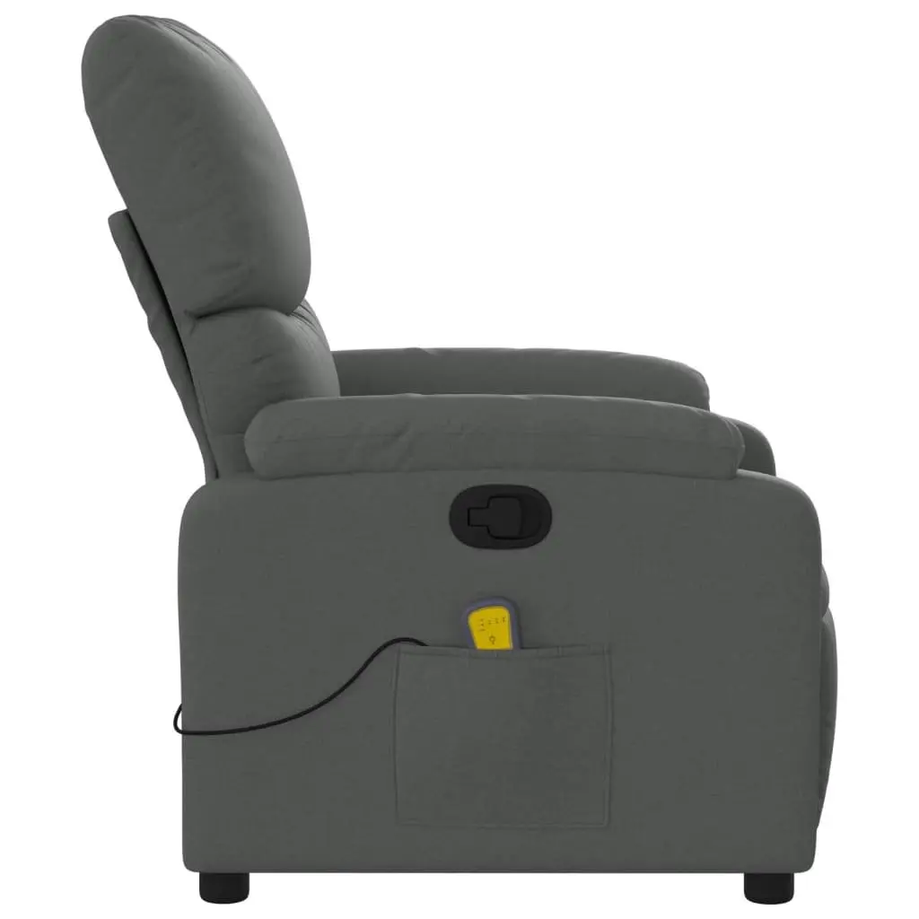 Recliner Chair Fabric Grey Manual Vibration Massage Armchair Lounge