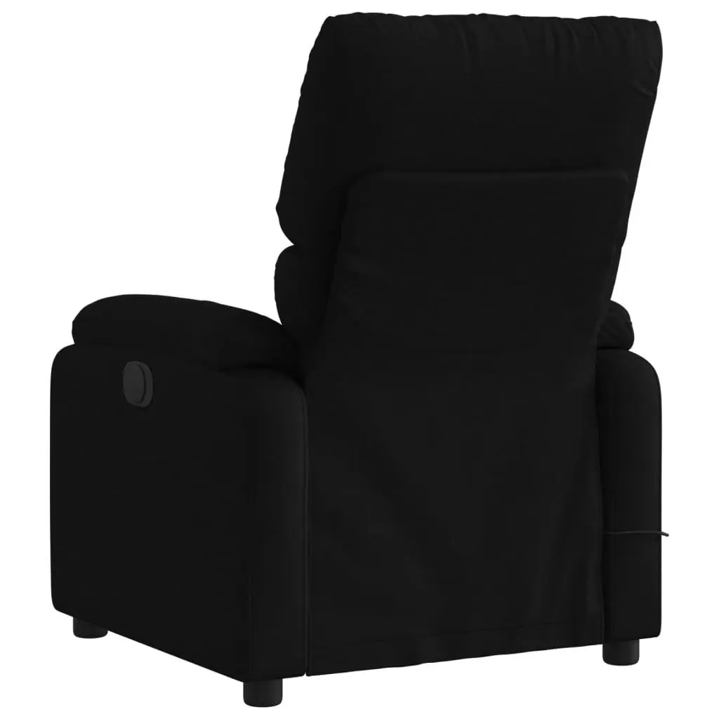 Massage Recliner Chair Black Fabric Manual Adjustable Footrest 6 Vibration Points
