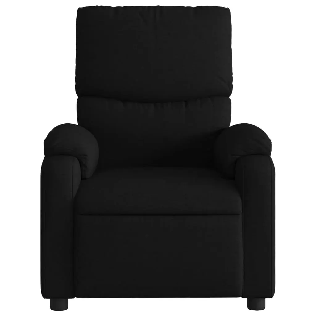 Massage Recliner Chair Black Fabric Manual Adjustable Footrest 6 Vibration Points