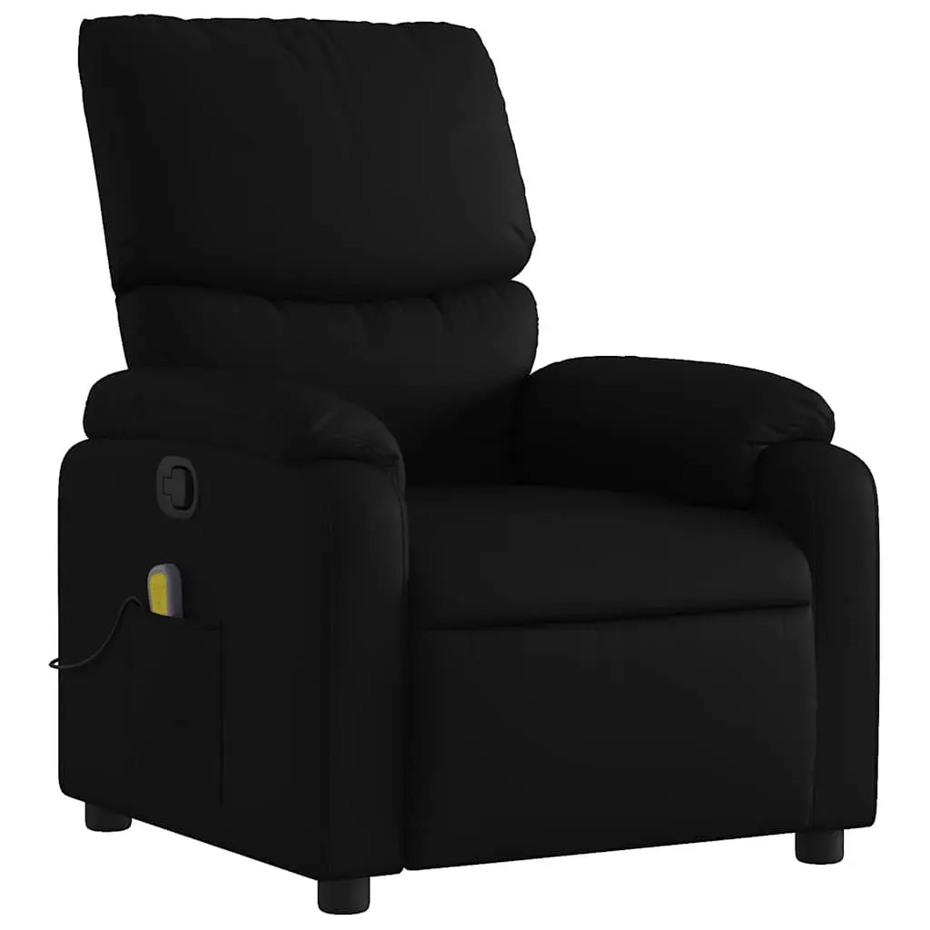 Massage Recliner Chair Faux Leather Manual Recline Black