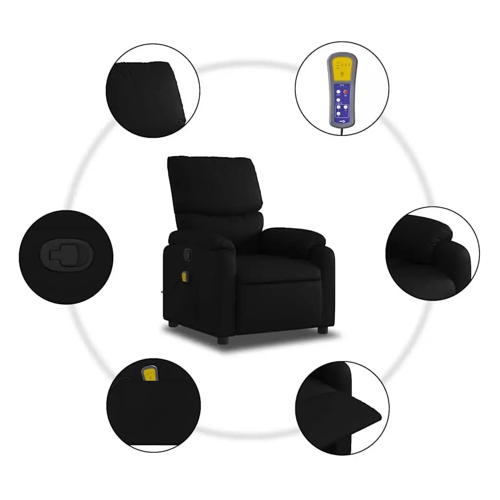 Massage Recliner Chair Faux Leather Manual Recline Black