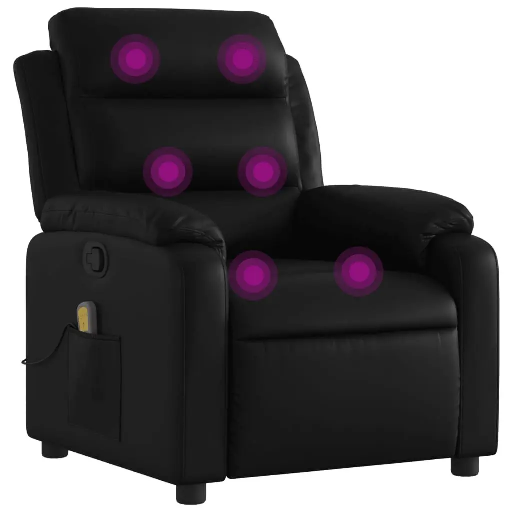 Massage Recliner Chair Faux Leather Black Manual Reclining Armchair Vibration