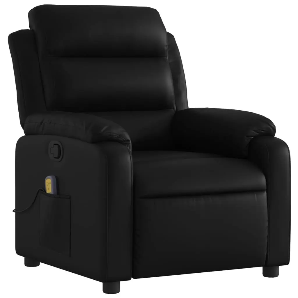 Massage Recliner Chair Faux Leather Black Manual Reclining Armchair Vibration