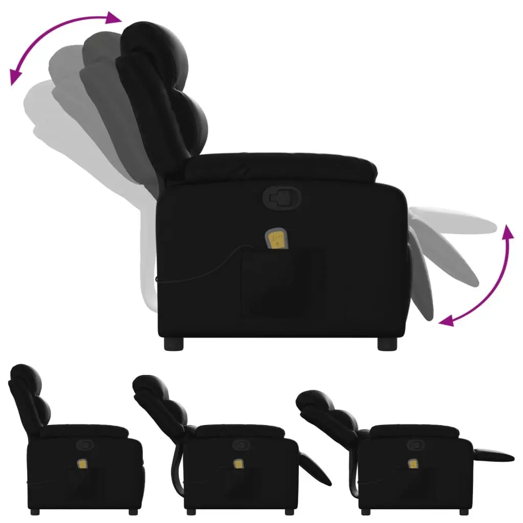 Massage Recliner Chair Faux Leather Black Manual Reclining Armchair Vibration