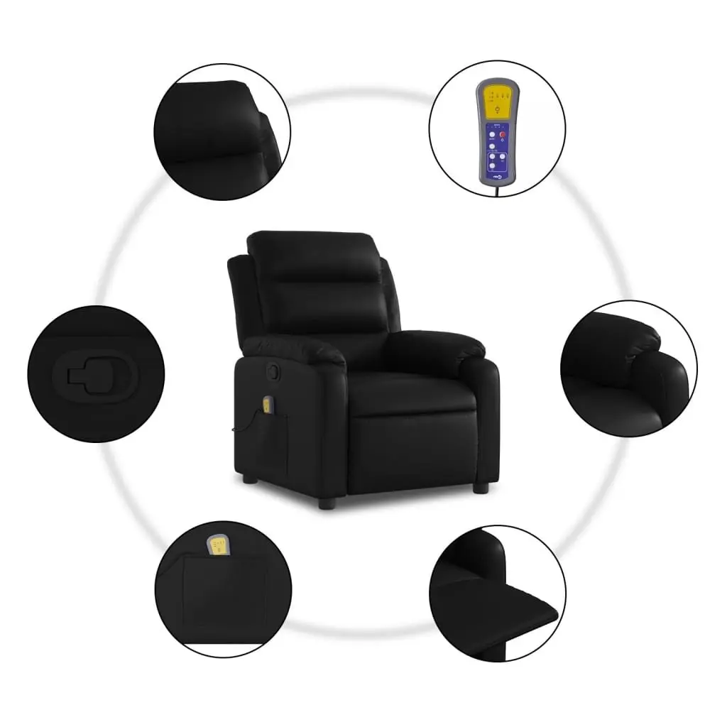 Massage Recliner Chair Faux Leather Black Manual Reclining Armchair Vibration