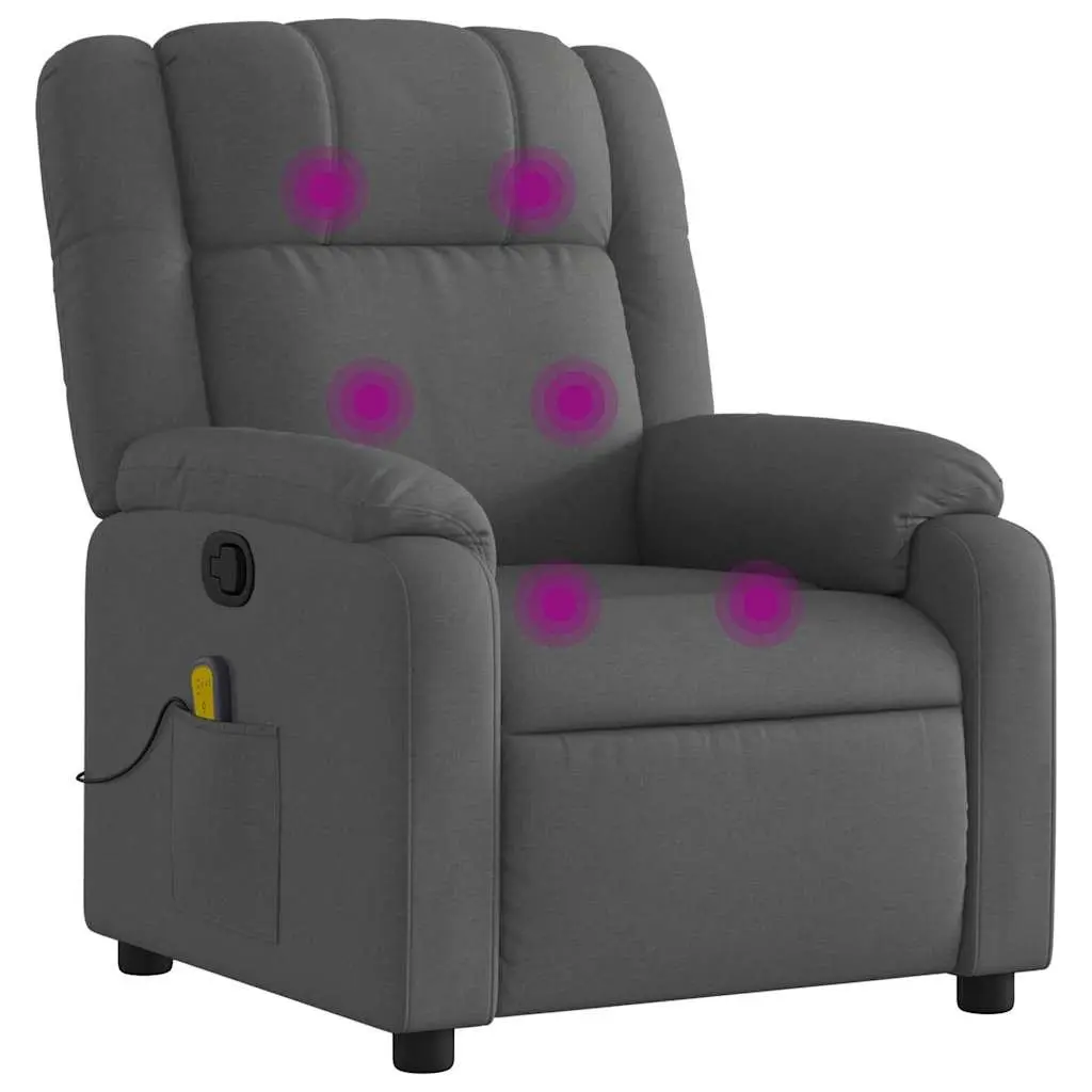 Massage Recliner Chair Dark Grey Fabric Manual Recline Vibration 6 Points