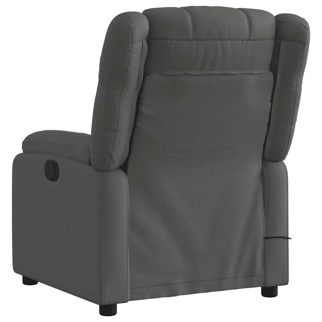 Massage Recliner Chair Dark Grey Fabric Manual Recline Vibration 6 Points