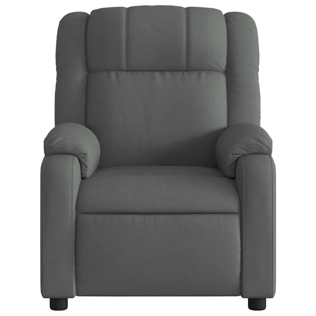 Massage Recliner Chair Dark Grey Fabric Manual Recline Vibration 6 Points