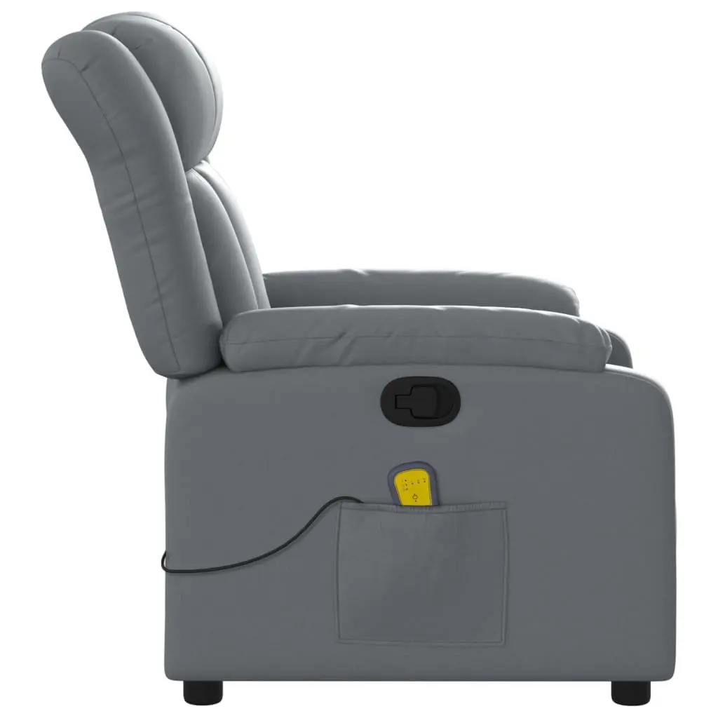 Massage Recliner Chair Faux Leather Grey Manual Recline Vibration Armchair