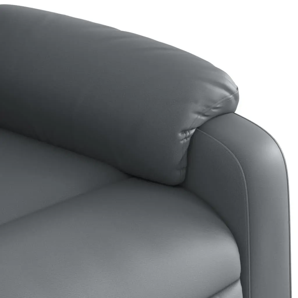 Massage Recliner Chair Faux Leather Grey Manual Recline Vibration Armchair