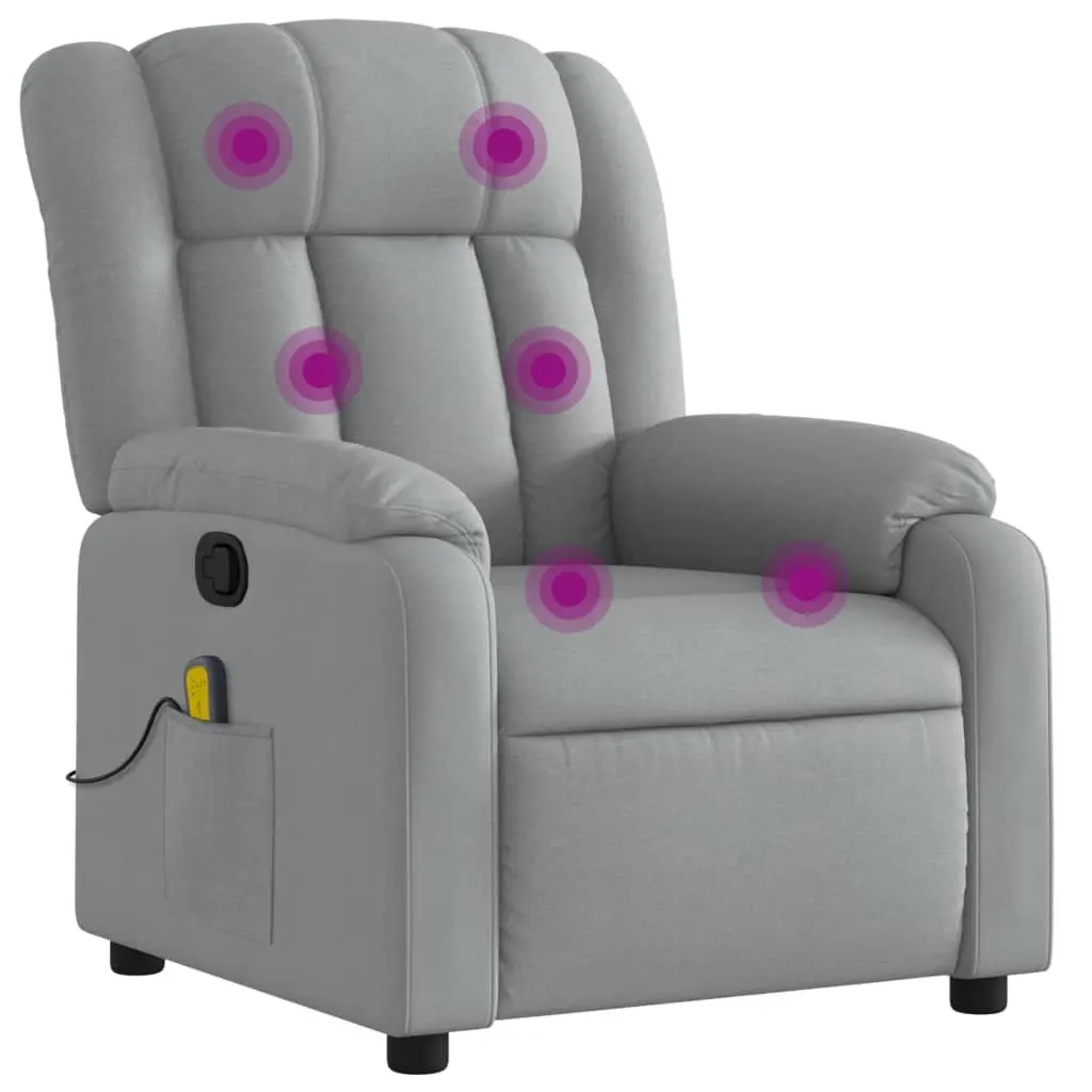 Massage Recliner Chair Manual Adjustable Footrest Armchair Grey Fabric Relaxing