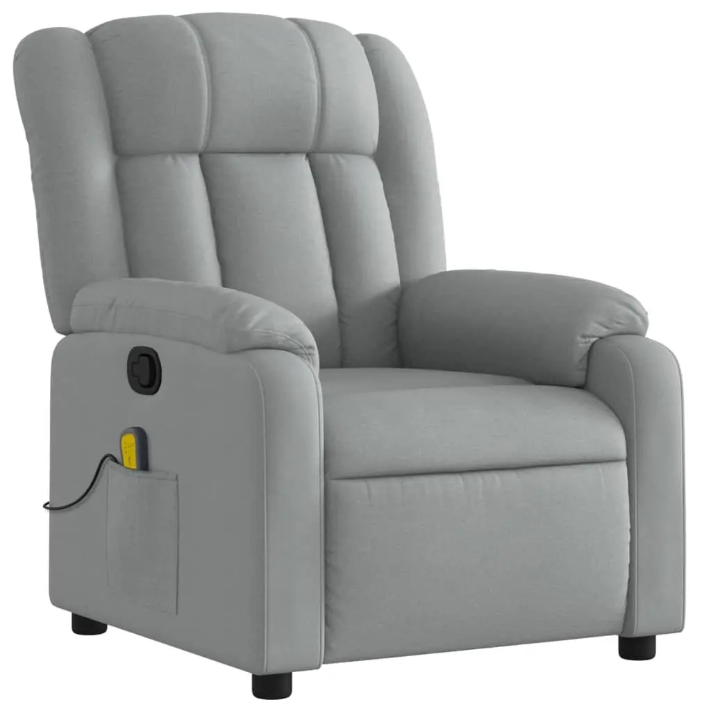 Massage Recliner Chair Manual Adjustable Footrest Armchair Grey Fabric Relaxing