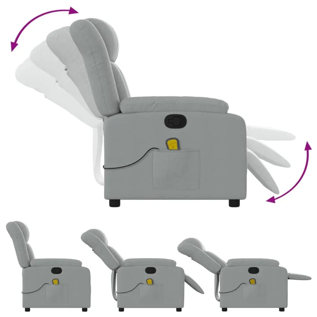 Massage Recliner Chair Manual Adjustable Footrest Armchair Grey Fabric Relaxing