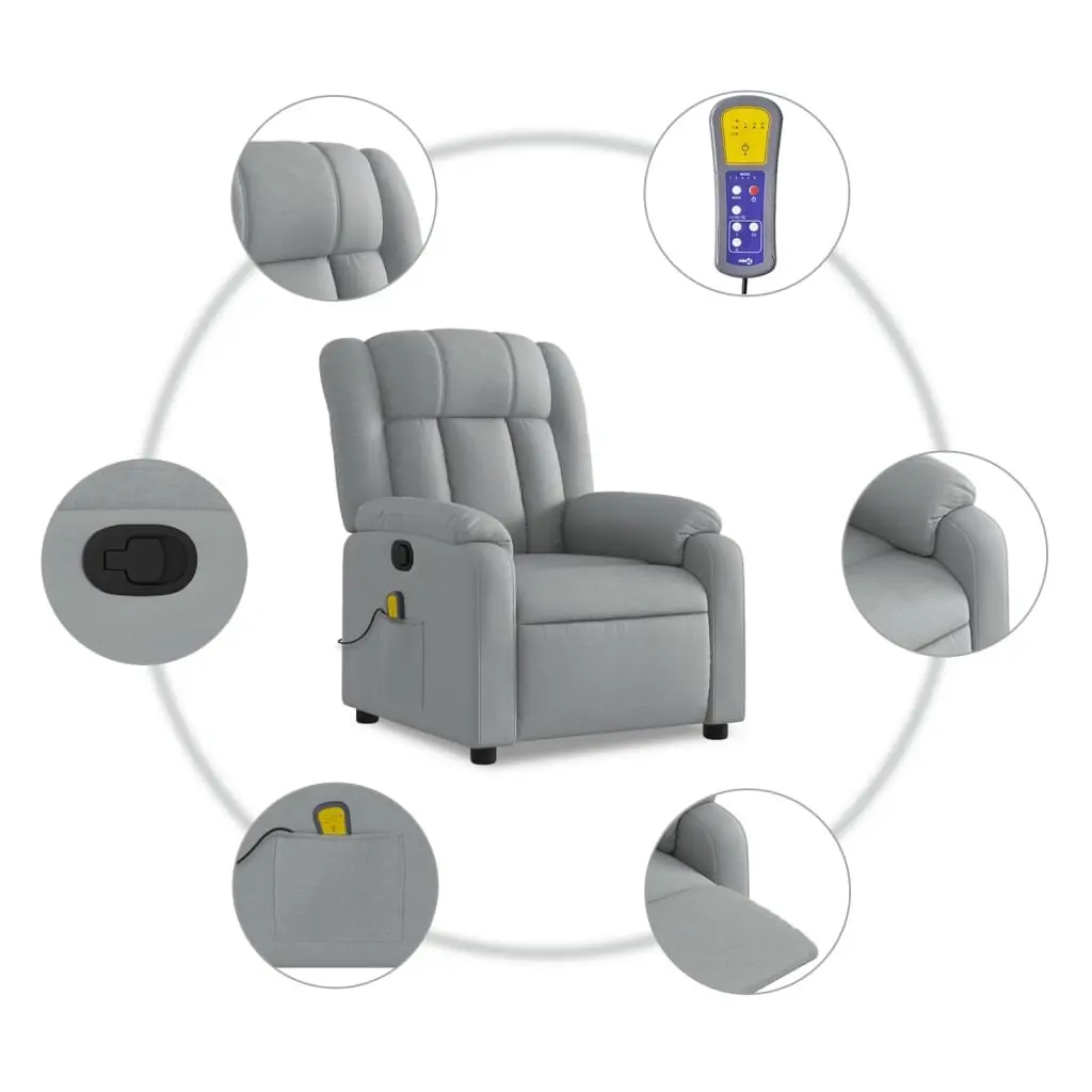 Massage Recliner Chair Manual Adjustable Footrest Armchair Grey Fabric Relaxing