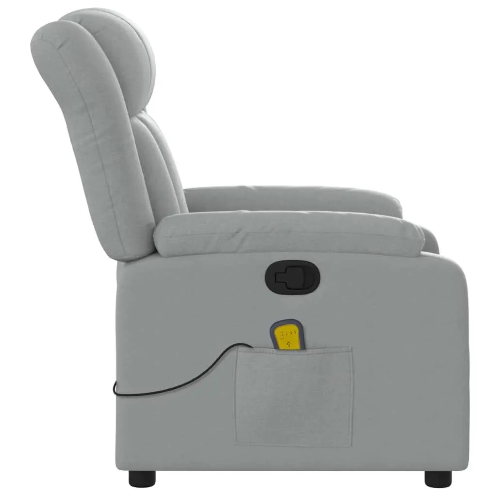 Massage Recliner Chair Manual Adjustable Footrest Armchair Grey Fabric Relaxing