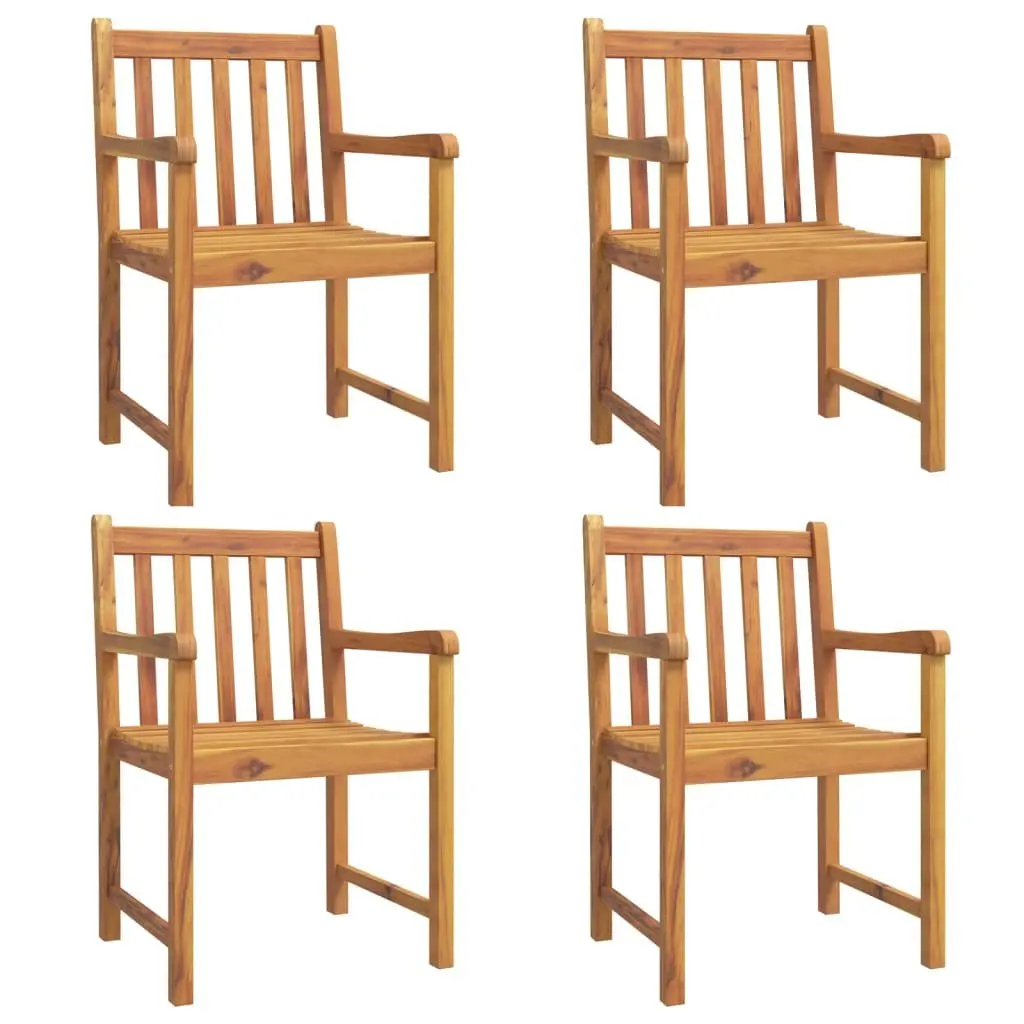Garden Dining Set 5 Piece Outdoor Furniture Brown Solid Wood Acacia Chairs Table