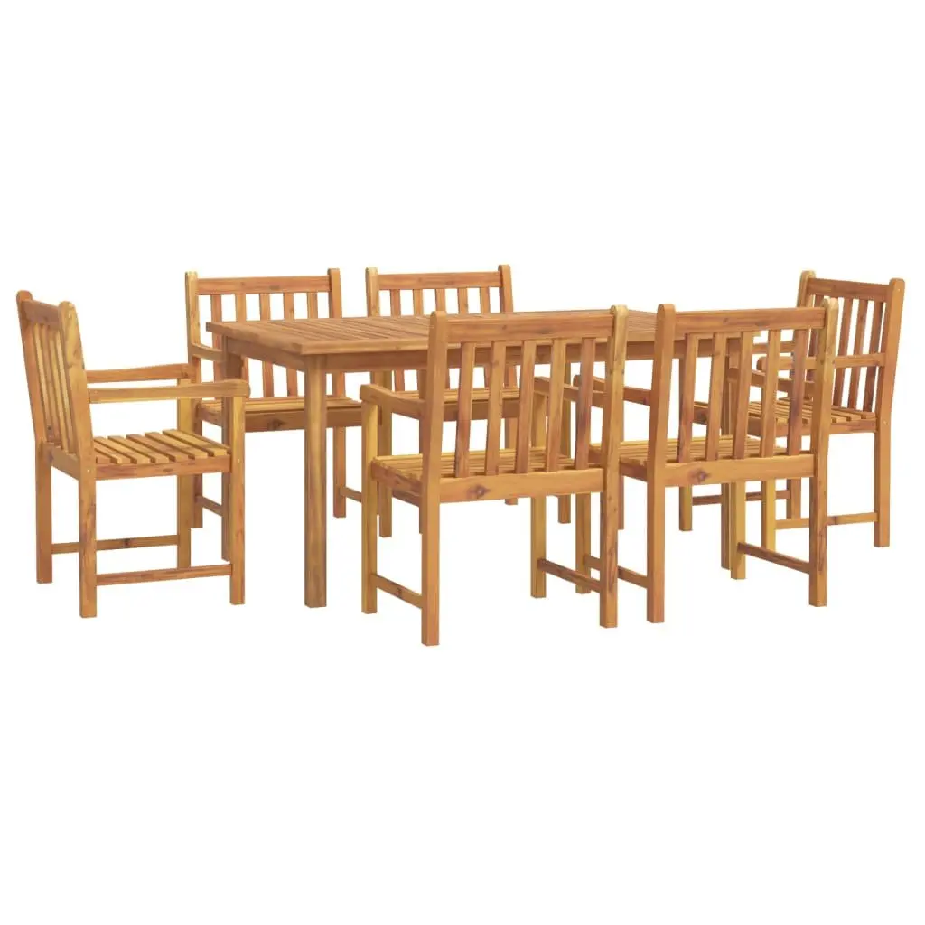 Garden Dining Set Solid Acacia Wood 7 Piece Outdoor Furniture Brown