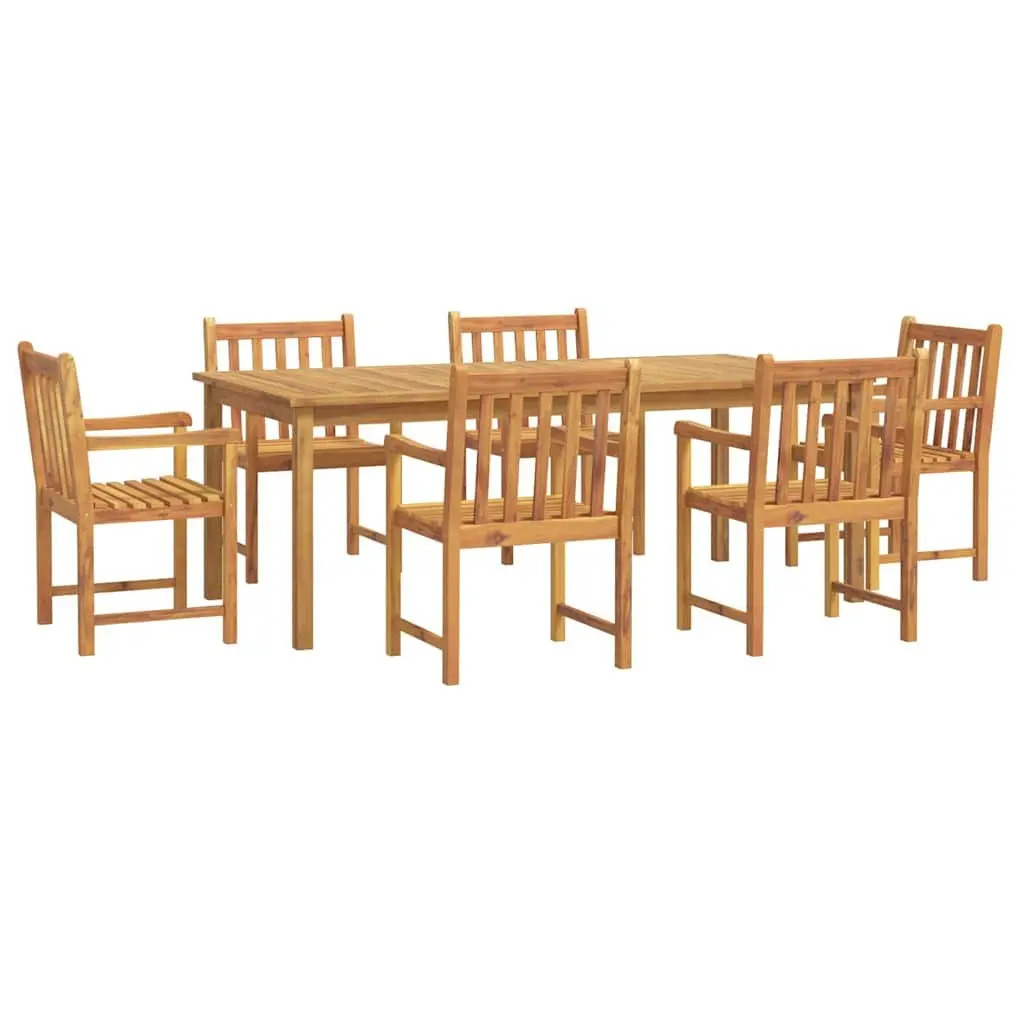 7 Piece Outdoor Dining Set Brown Solid Acacia Wood Patio Furniture