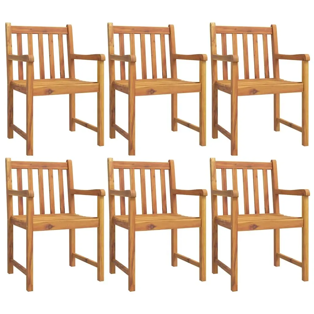 7 Piece Outdoor Dining Set Brown Solid Acacia Wood Patio Furniture