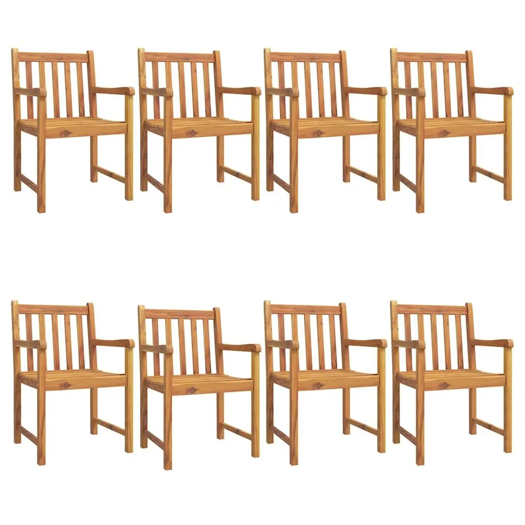 9 Piece Garden Dining Set Solid Acacia Wood Outdoor Furniture Brown