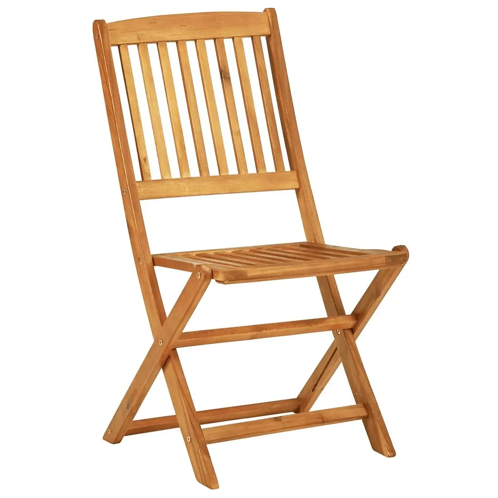 Folding Bistro Set 3 Piece Solid Acacia Wood Outdoor Dining Table and Chairs Brown