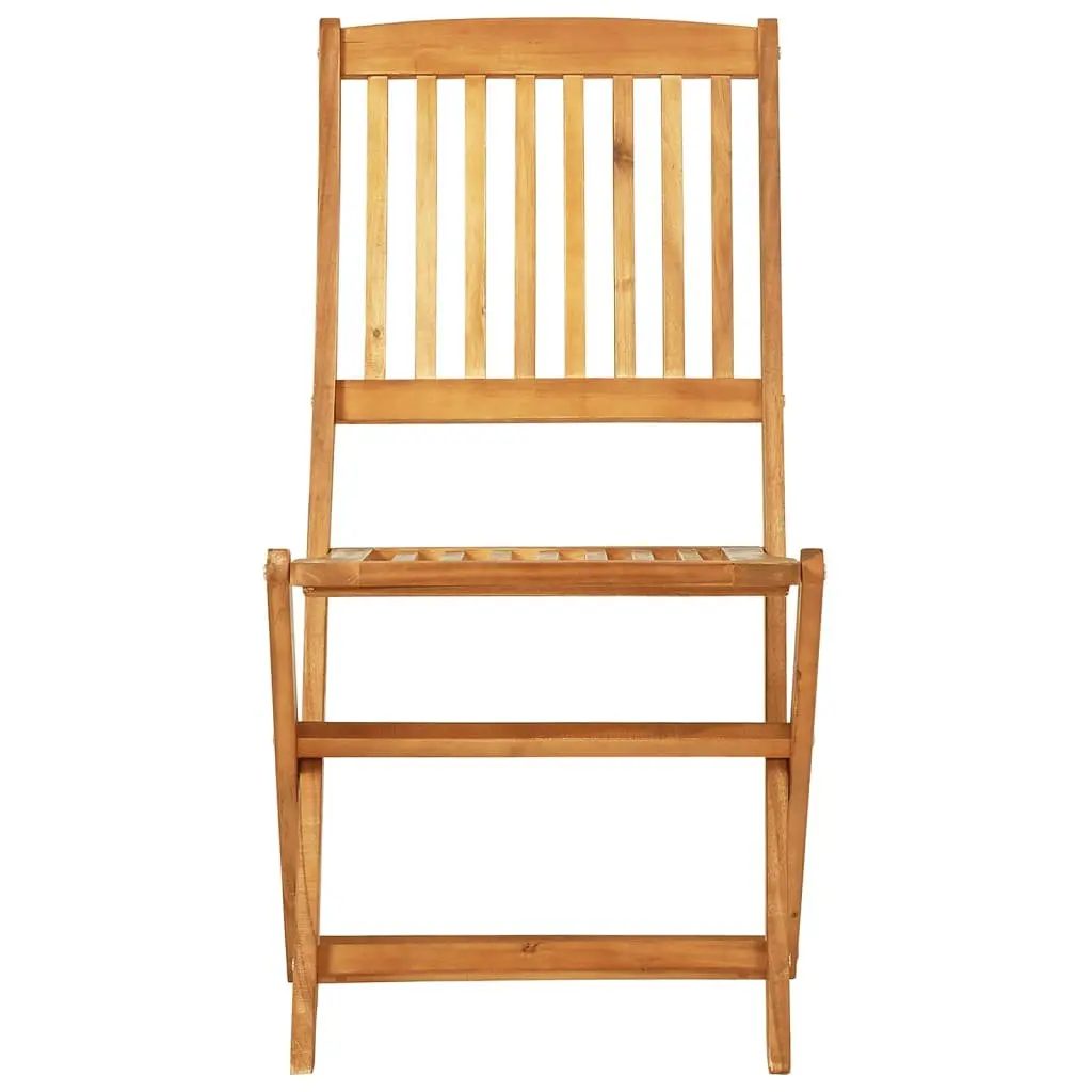 Folding Bistro Set 3 Piece Solid Acacia Wood Outdoor Dining Table and Chairs Brown