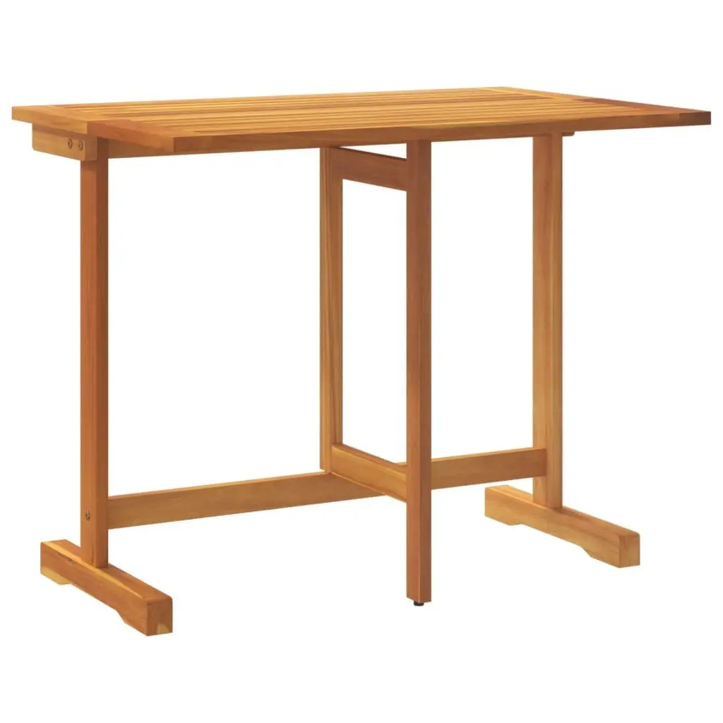 Folding Garden Dining Set Solid Acacia Wood 3 Piece Brown Outdoor Bistro Table Chairs