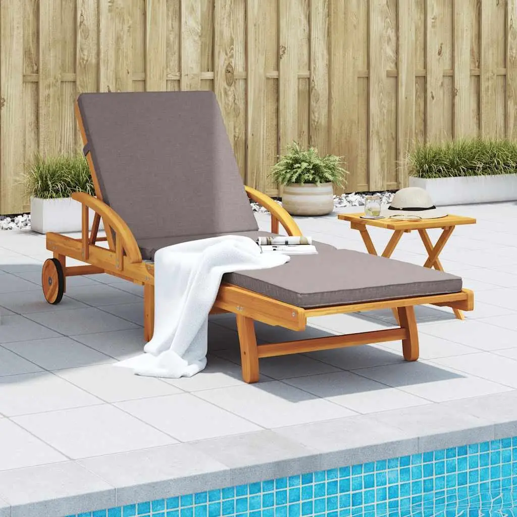 Sun Lounger with Cushion and Storage Table