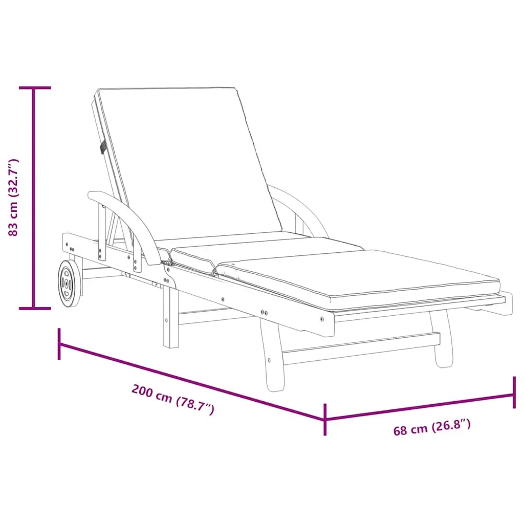 Sun Loungers 2 pcs with Cushions Outdoor Seating Solid Wood Acacia Brown
