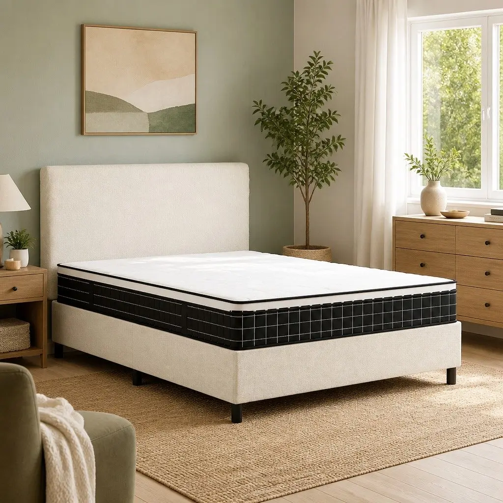 Bonnell Spring Mattress Medium Firmness Double Size 137x190 cm White Removable Cover