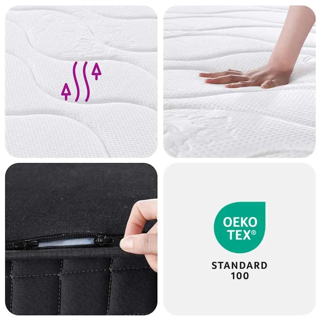 Bonnell Spring Mattress Medium Firmness Double Size 137x190 cm White Removable Cover