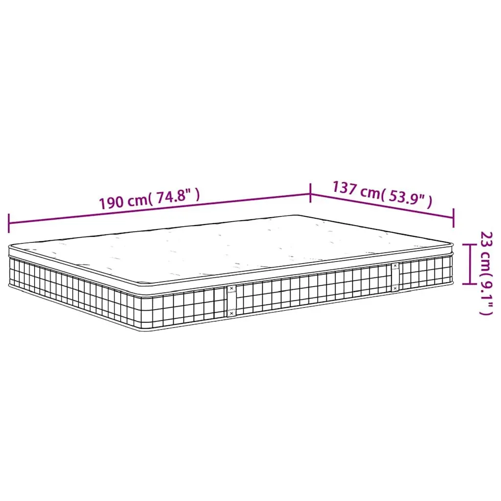 Bonnell Spring Mattress Medium Firmness Double Size 137x190 cm White Removable Cover