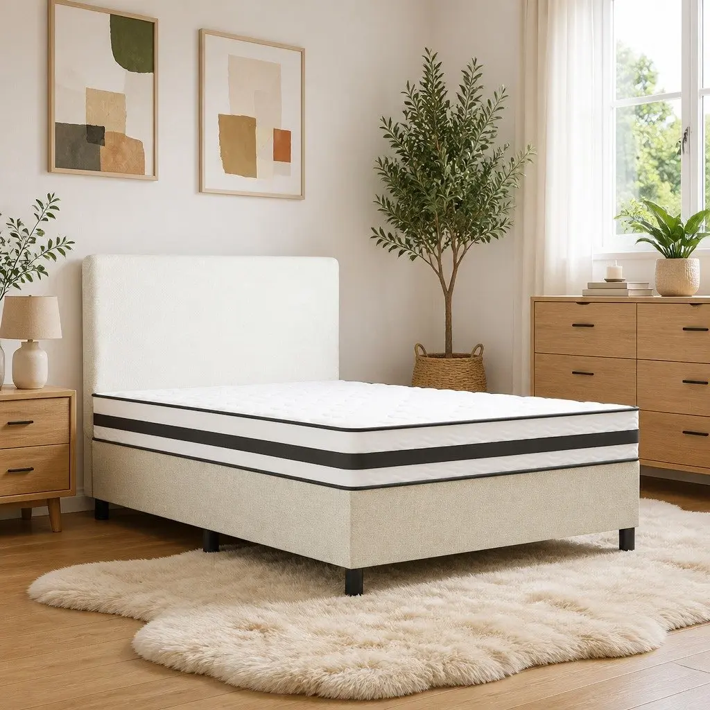 Double Size Bonnell Spring Mattress 137x190cm Foam Layers Medium Firmness White