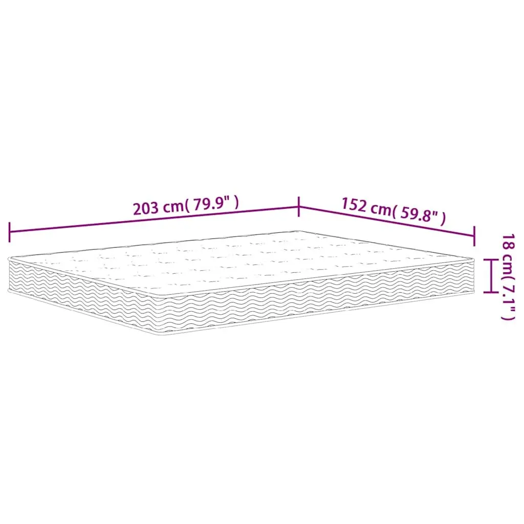 Queen Size Bonnell Spring Mattress Medium Firm White 152x203cm Soft to Medium Comfort