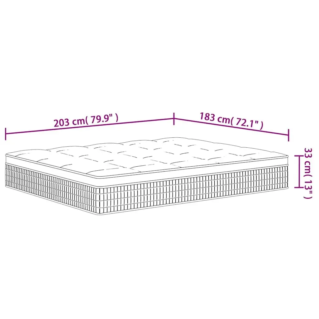 Pocket Spring Mattress Medium Plus King Size 183x203 cm White
