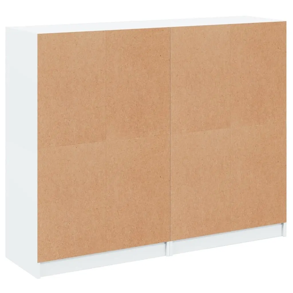 Bookcase Engineered Wood 136L x 37W x 109H cm White with Glass Doors
