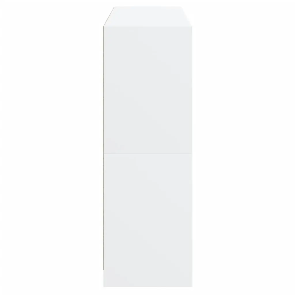Bookcase Engineered Wood 136L x 37W x 109H cm White with Glass Doors