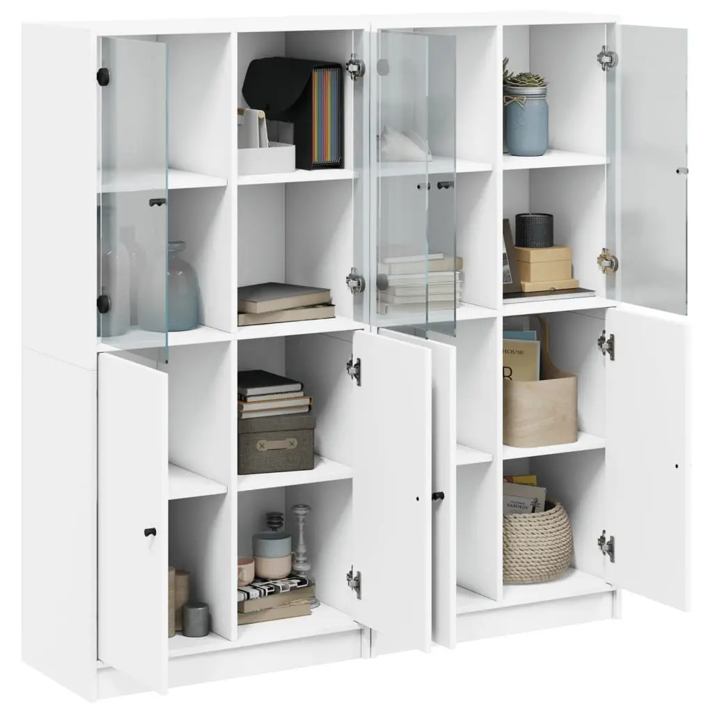 Bookcase Engineered Wood 136W x 37D x 142H cm White with Doors